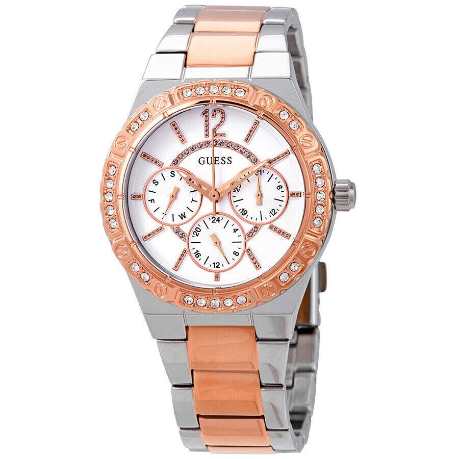 Guess Envy Crystal White Dial Two-tone Ladies Watch W0845L6/U0845L6