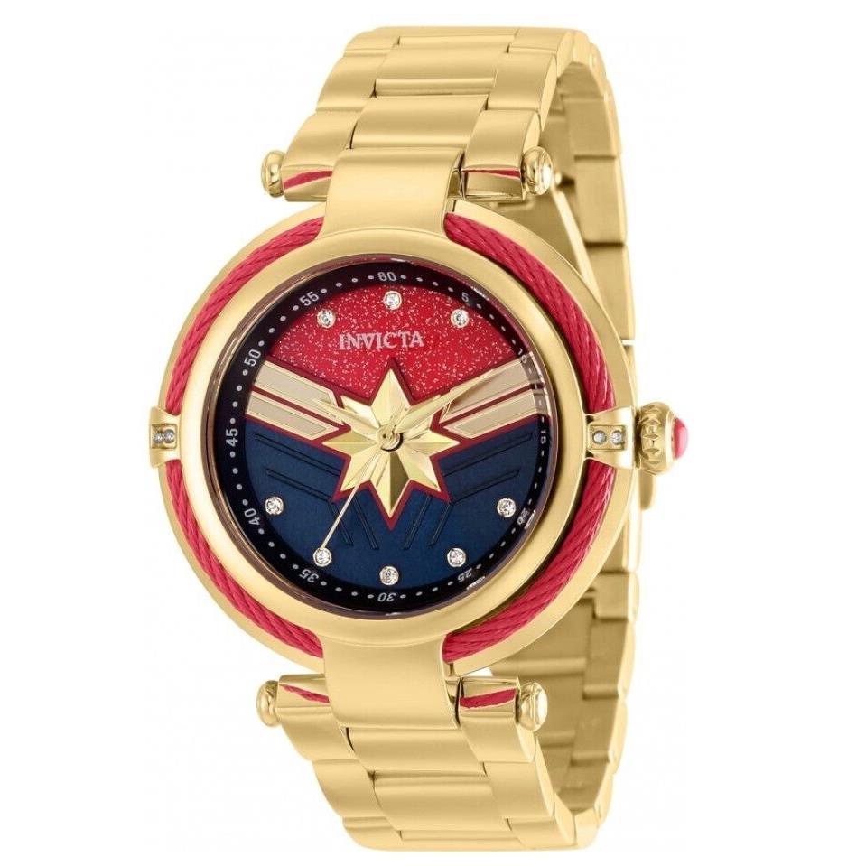 Invicta Captain Marvel Women`s 40mm Limited Edition Crystals Dial Watch 36953