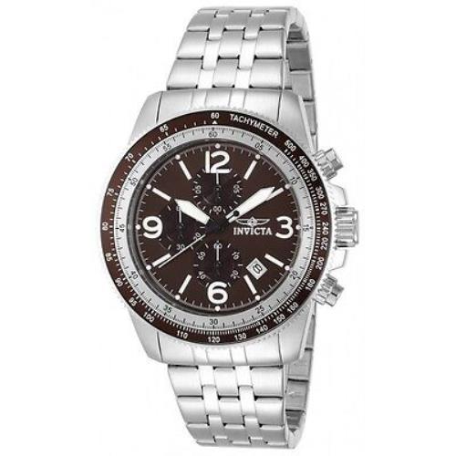 Invicta Specialty Chronograph Date Brown Dial St.steel Men`s Watch 13962 - Dial: Brown, Band: Silver, Bezel: Brown