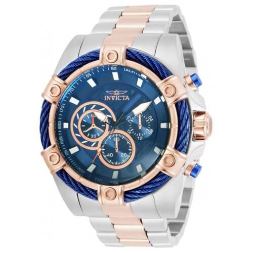 Invicta Men`s Watch Bolt Blue Dial Two Tone Silver and Rose Gold Bracelet 32312