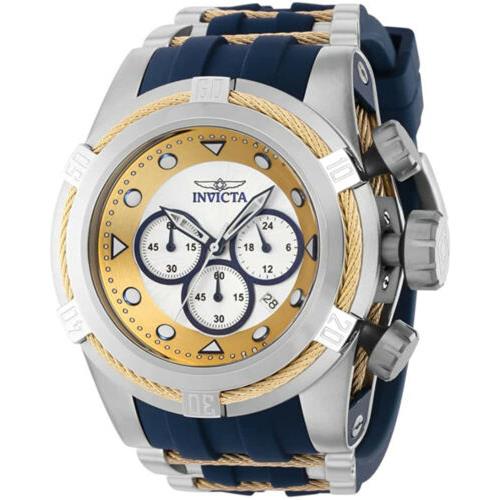 Invicta Men`s Bolt Quartz 100m Gold Dial Stainless Steel/silicone Watch 37193