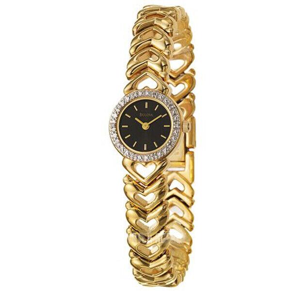 Bulova Ladies Heart Link Bracelet and Diamonds Watch 98R53