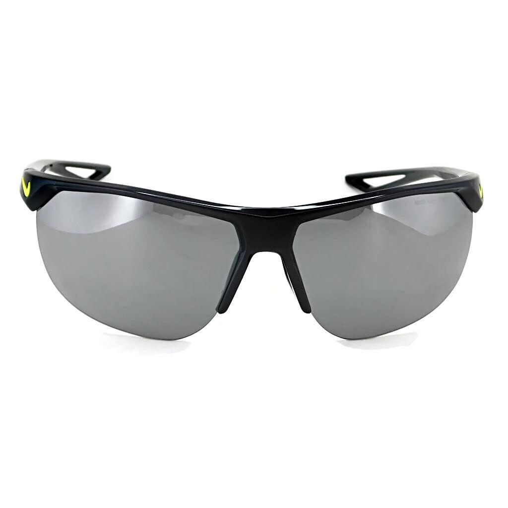 Nike Cross Trainer Sunglasses EV0937 001 Black / Gray Silver Flash Lens - Frame: Black w/ Volt Swish, Lens: Gray Silver Flash