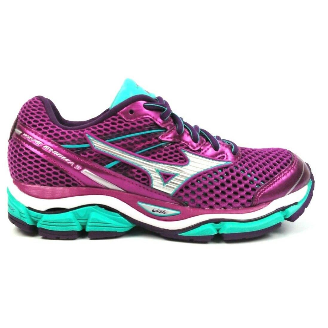 Mizuno Women`s Wave Enigma 5 Lace Up Running Shoes Purple Silver Green