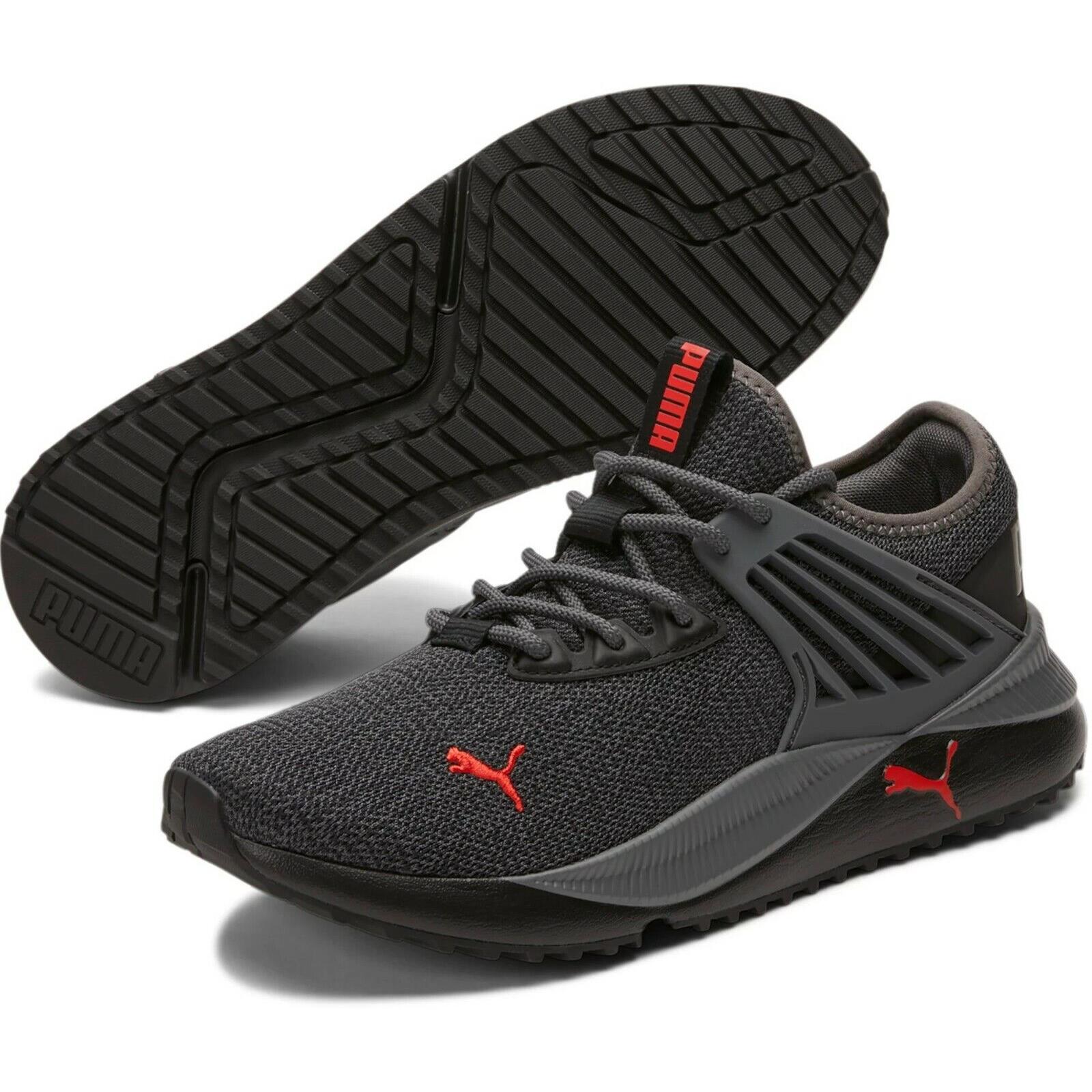 Puma Pacer Future Knit Casual Men`s Shoe Black - Red US Size - BLACK - RED