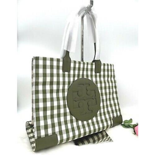 Tory Burch Ella Gingham Plaid Logo Large Nylon Tote Shopper Bag - Tory Burch  bag - 192485837032 | Fash Brands