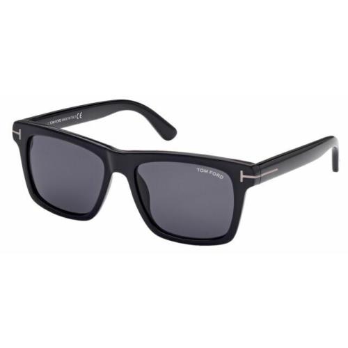 Tom Ford Buckley-02 FT0906 N 01A Shiny Black Smoke 56 mm Men`s Sunglasses