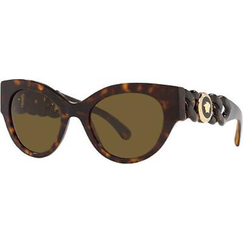 Versace Woman Sunglasses Havana Frame Dark Brown Lenses 0VE4408 108/73 52mm