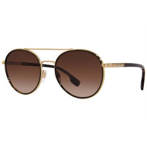 Burberry BE3131 110971 Sunglasses Women`s Light Gold/dark Green Round Shape 55mm