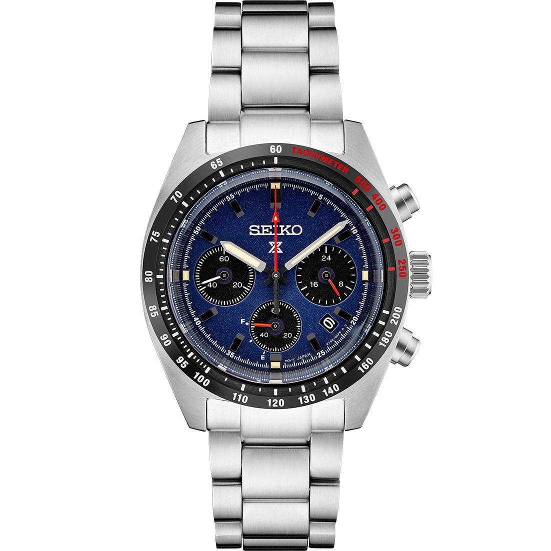 Seiko Men`s Prospex Speedtimer Solar Chronograph Blue Watch SSC815