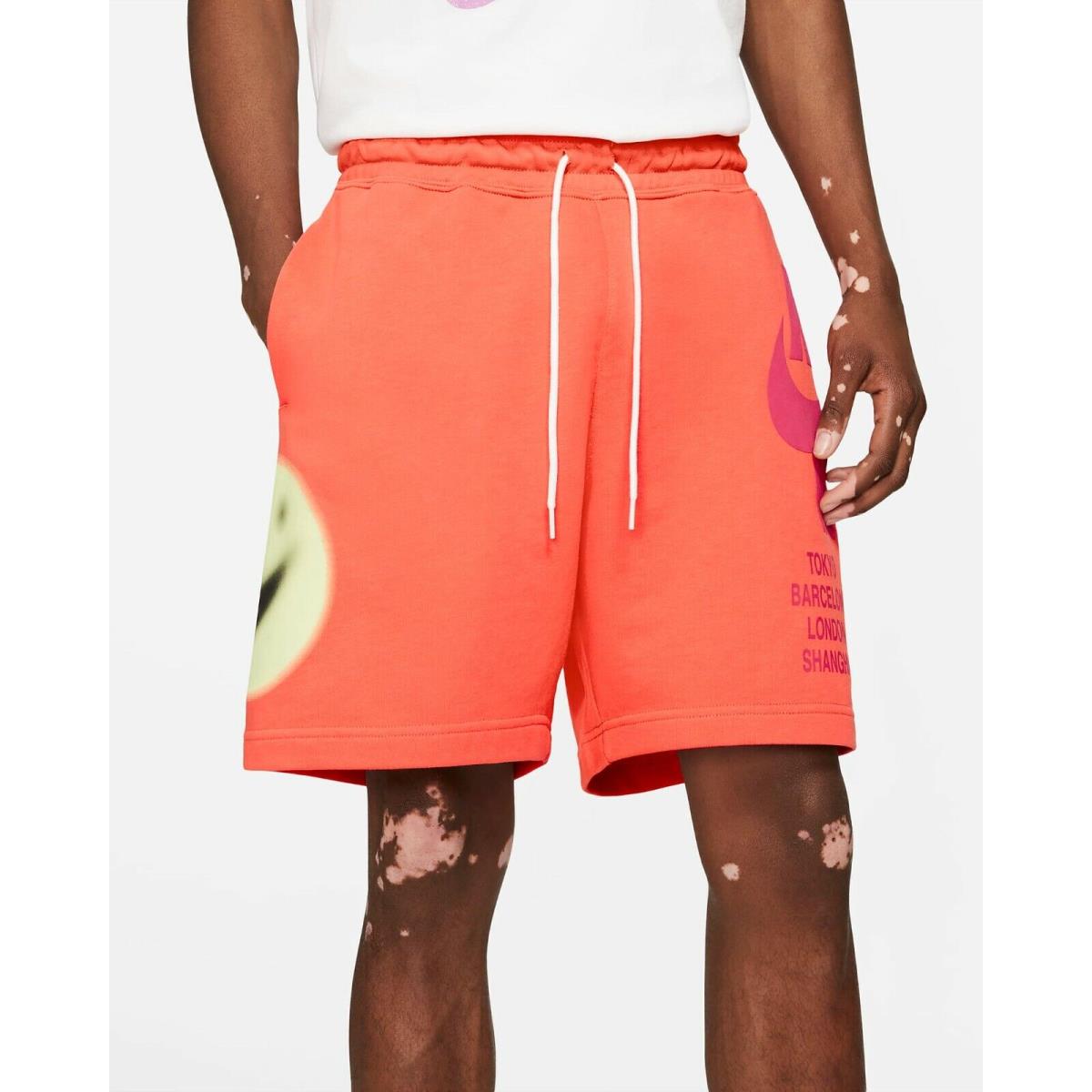 Men`s M Nike Sportswear French Terry Athletic Shorts World Tour Orange DA0645
