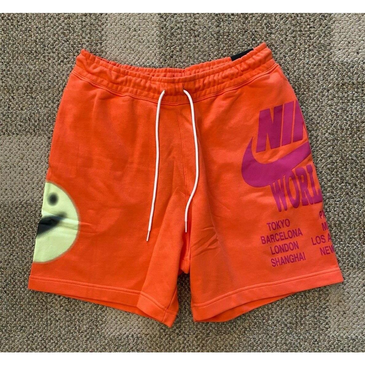 Men`s M Nike Sportswear French Terry Athletic Shorts World Tour Orange DA0645