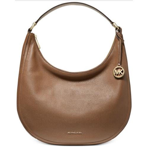 Michael Kors Lydia Large Leather Hobo Bag Luggage Gold Tone Handbag Zip