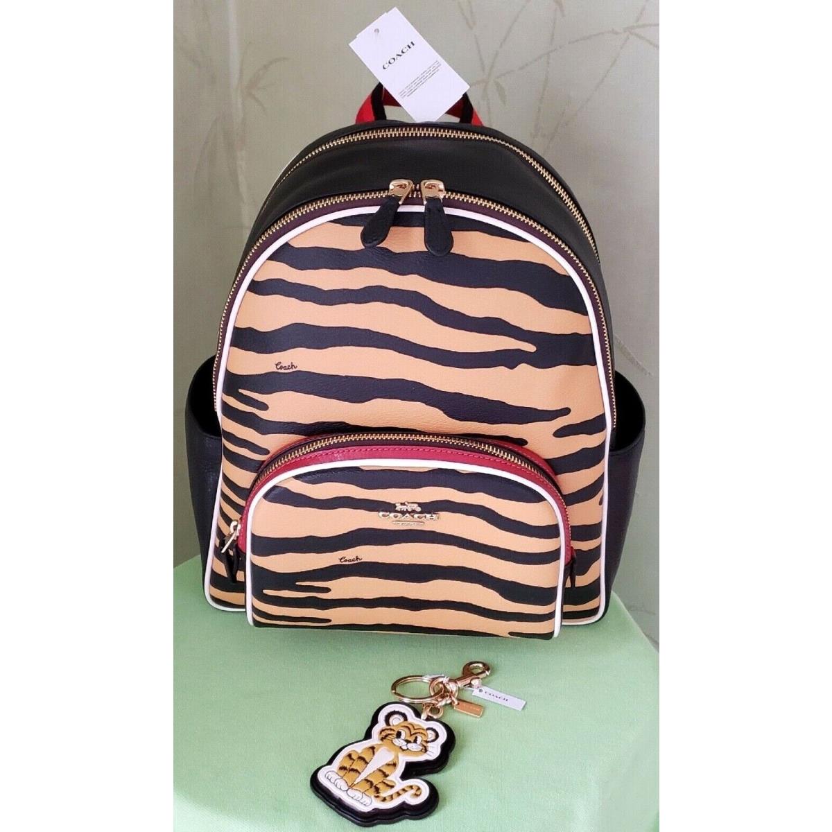 Coach Tiger Court Lunar Backpack W/ Tiger Bag Charm Set :nwt Tiger C6987/C7122