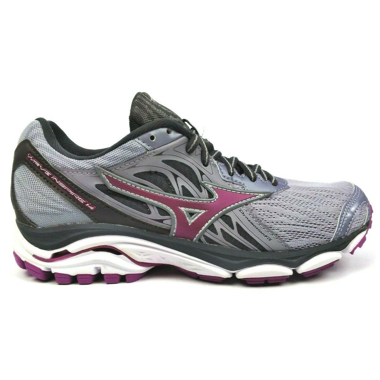 Mizuno Women`s Wave Inspire 14D Lace Up Running Shoes Grey White Black