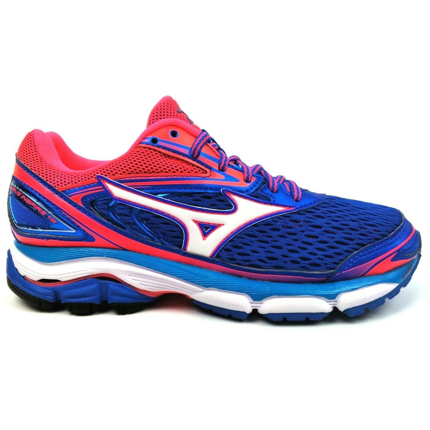 Mizuno Women`s Wave Inspire 13D Lace Up Running Shoes Blue White Pink