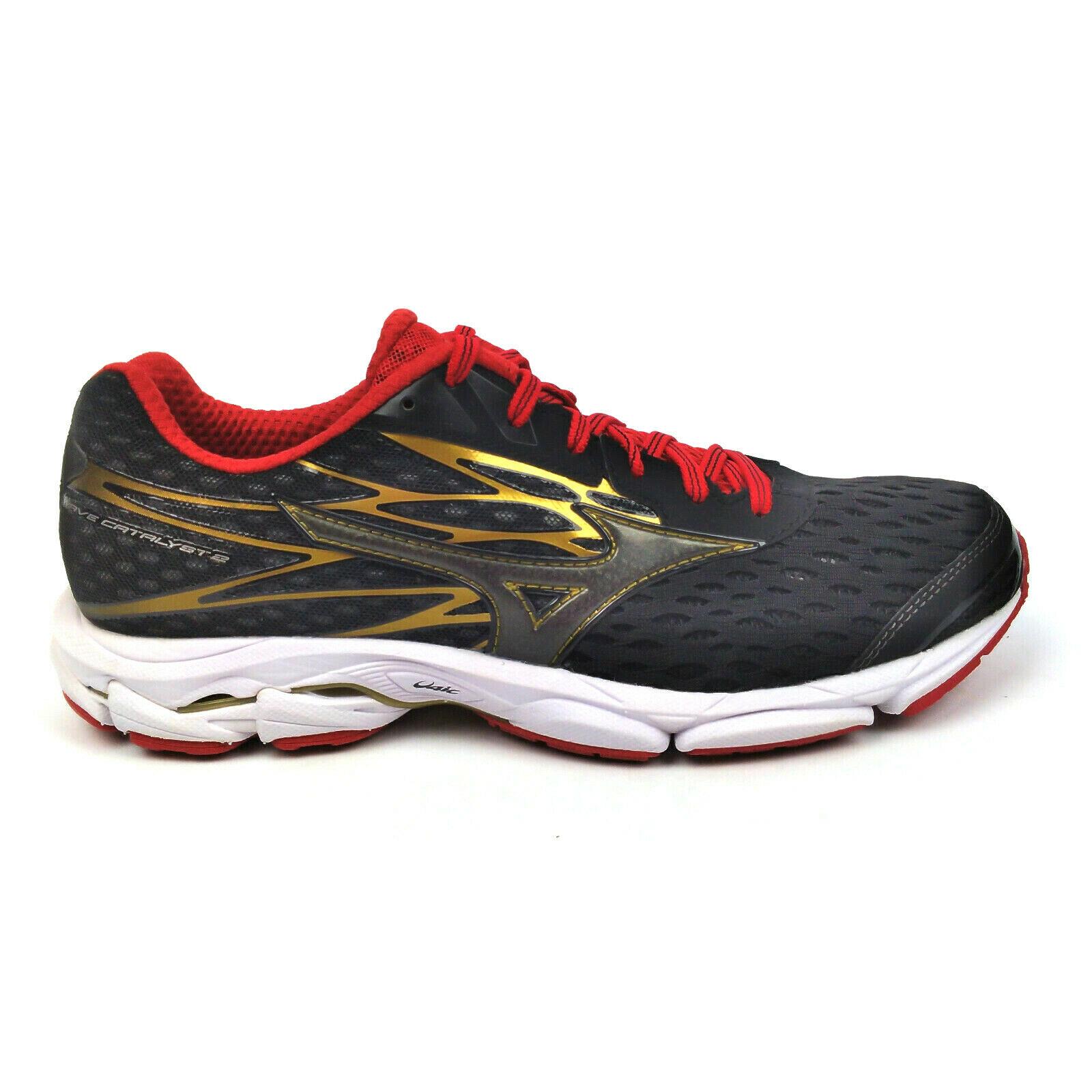 Mizuno Wave Catalyst 2 Men`s Lace Up Lightweight Running Athletic Shoes Black / Grey / Red