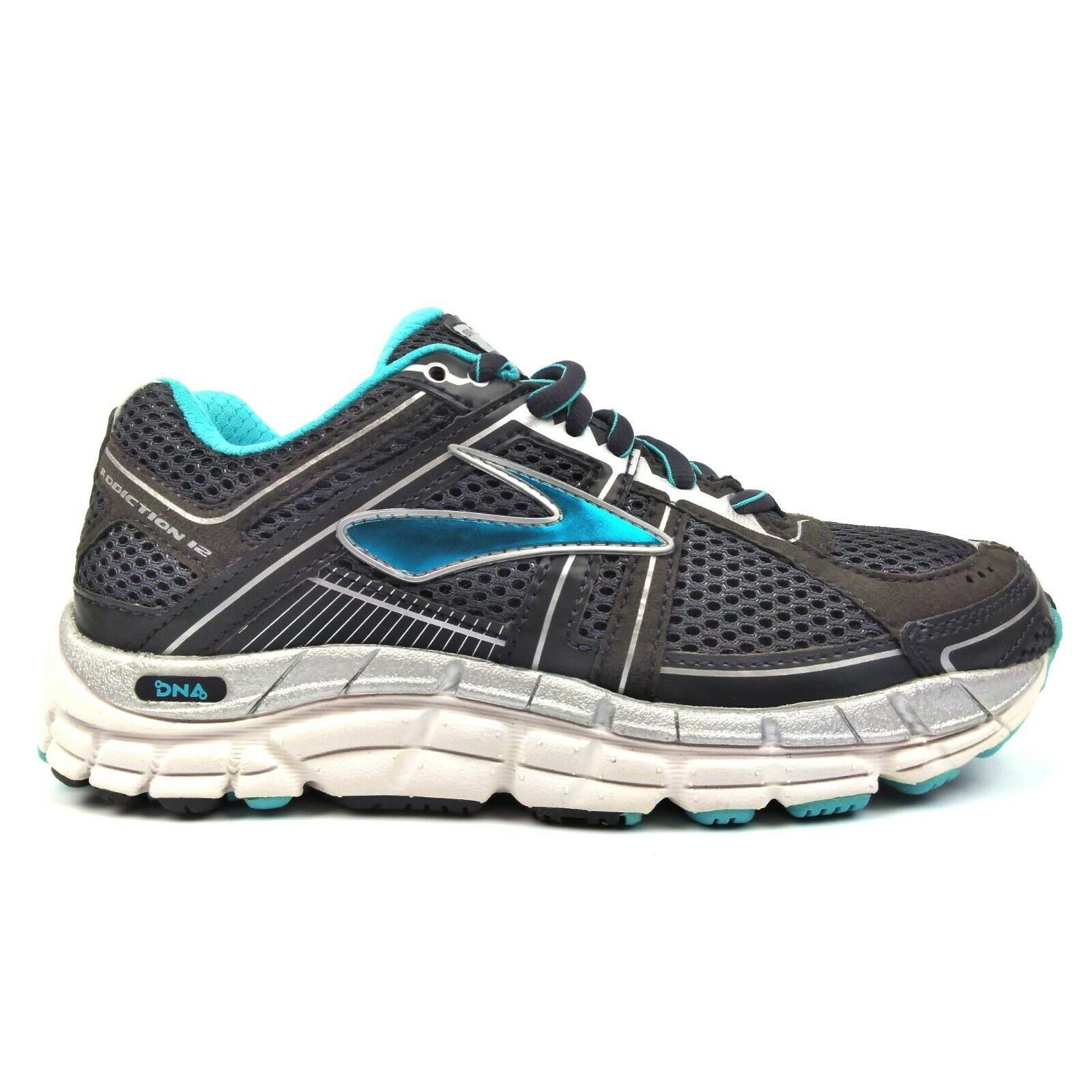 Brooks Women`s Addiction 12 Lightweight Lace-up Athletic Running Shoes Anthracite / Bluefish / Silver