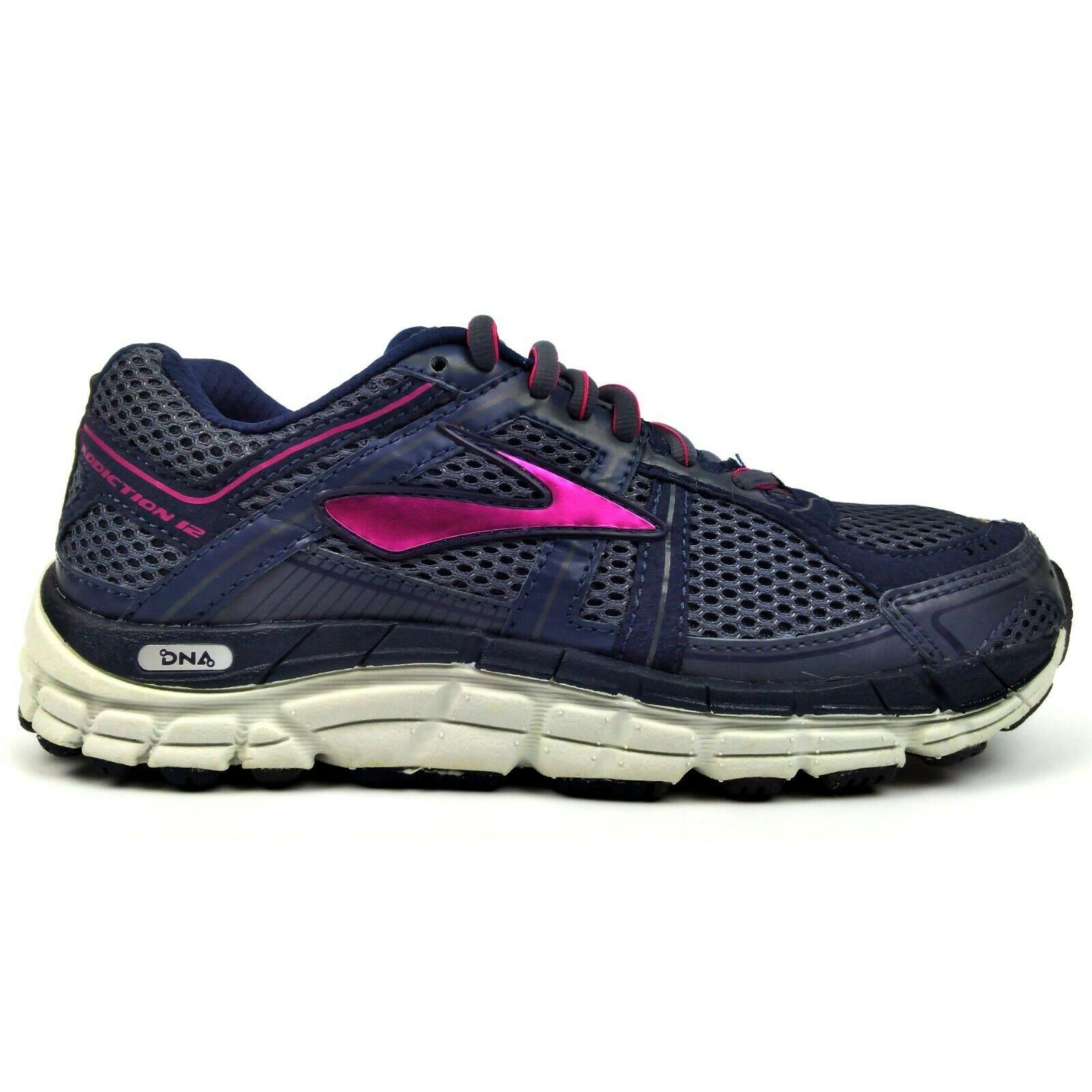 Brooks Women`s Addiction 12 Lightweight Lace-up Athletic Running Shoes Ombre Blue / Obsidian / Fuschia Purple