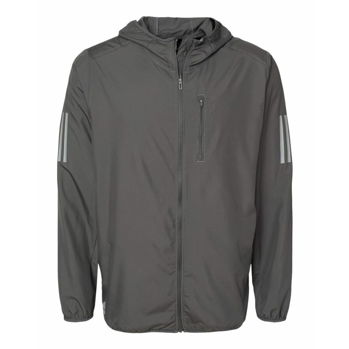 Adidas Men`s Size S-4XL 3-Stripes Hooded Full-zip Windbreaker Wind Jacket Grey