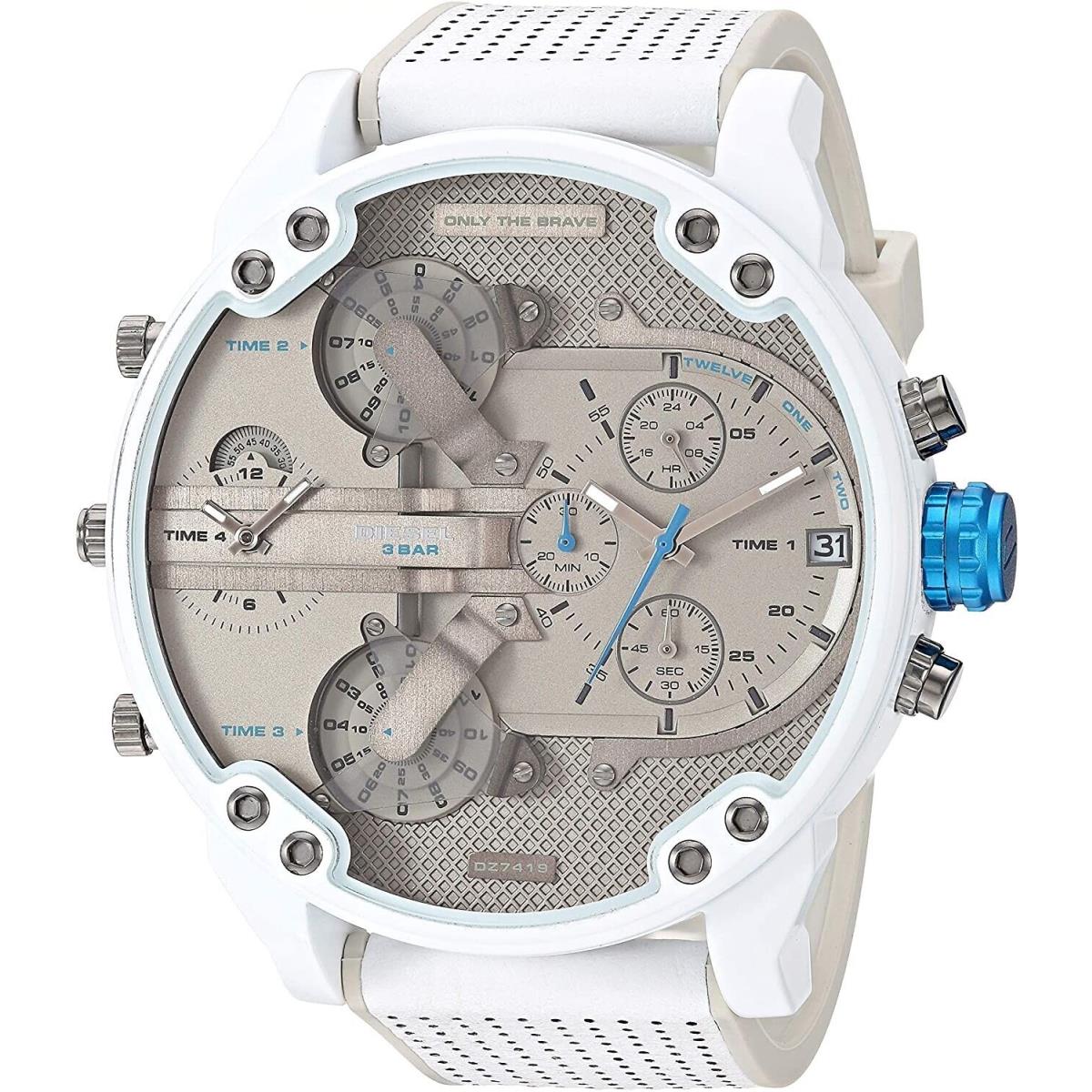 Diesel MR Daddy 2.0 Men`s White Silicone Ceramic Plated Chronograph Watch DZ7419