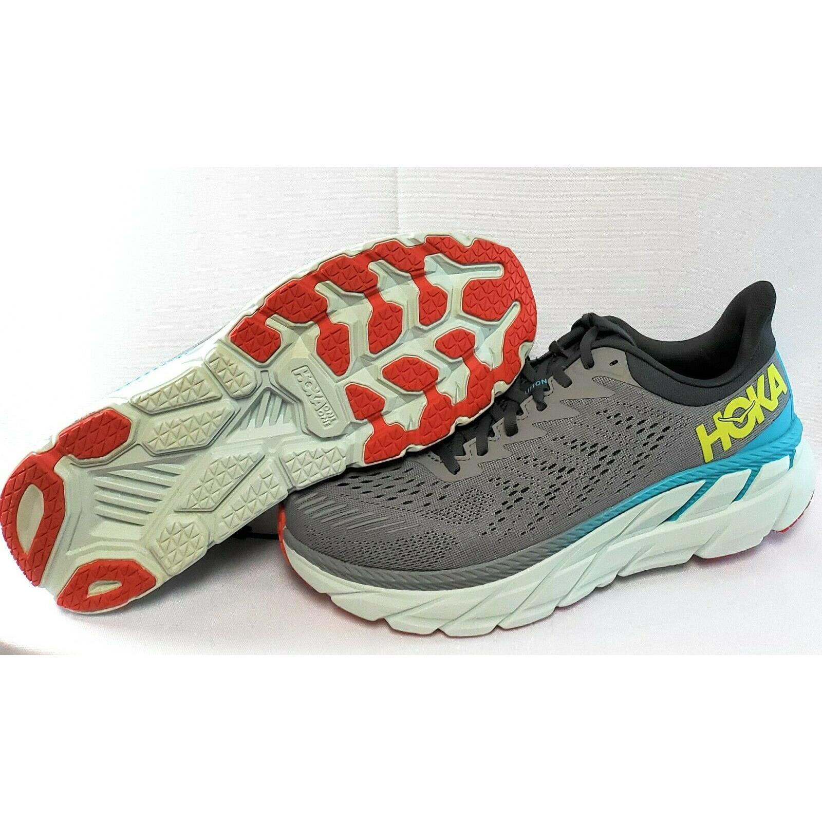 Mens Hoka One One Clifton 7 1110508 Wdds Dove Shadow Grey Running Sneakers Shoes - Grey
