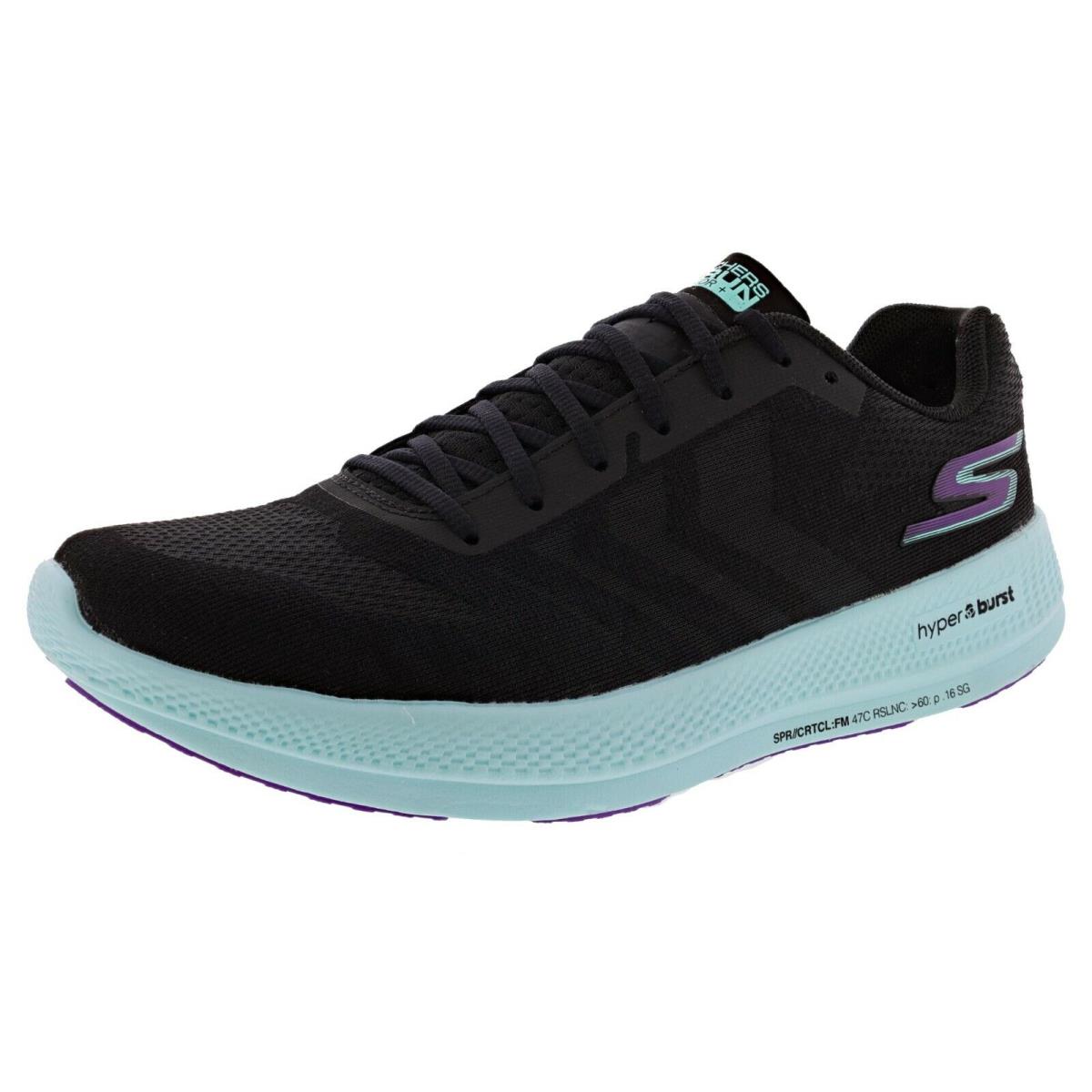 Skechers Women`s GO Run Razor+ 130001 Lightweight Trainer Running Shoes BLACK / LIGHT BLUE