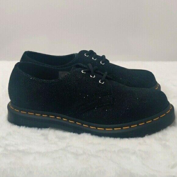 Dr. Martens Womens Sparkly 26061001 Black Lace Up Low Top Round Toe Oxford Shoes