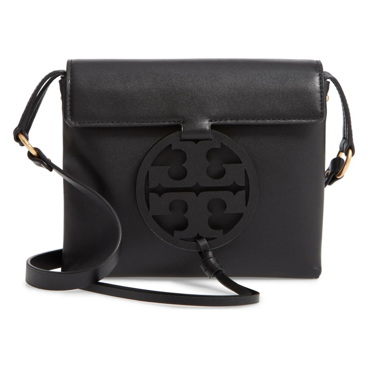 Tory Burch Miller Logo Leather Flap Crossbody Bag 50769 Black