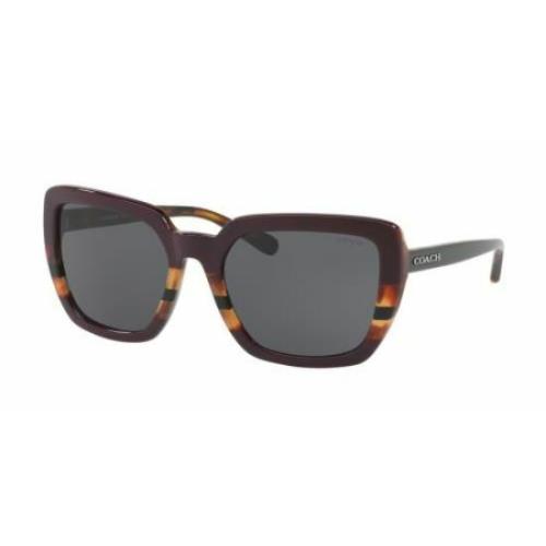 Coach Sunglasses HC8217 547887 57mm L1654 Oxblood Tortoise Varsity Stripe Grey