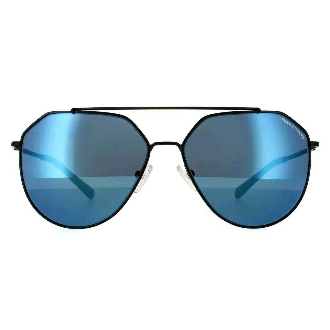 AX Armani Exchange Men`s Women Sunglasses AX2023S 606355 Matte Black Blue Mirror