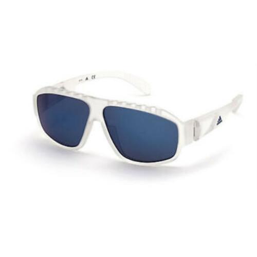 Adidas Men Sunglasses SP0025 26X Square Clear/blue Mirrored Aviator 62 10 140