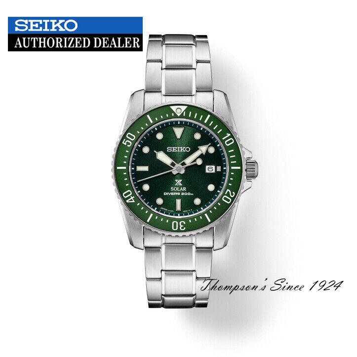 Seiko Prospex Solar Green Dial Stainless Steel Men s Watch SNE583 - Dial: Green, Band: Silver