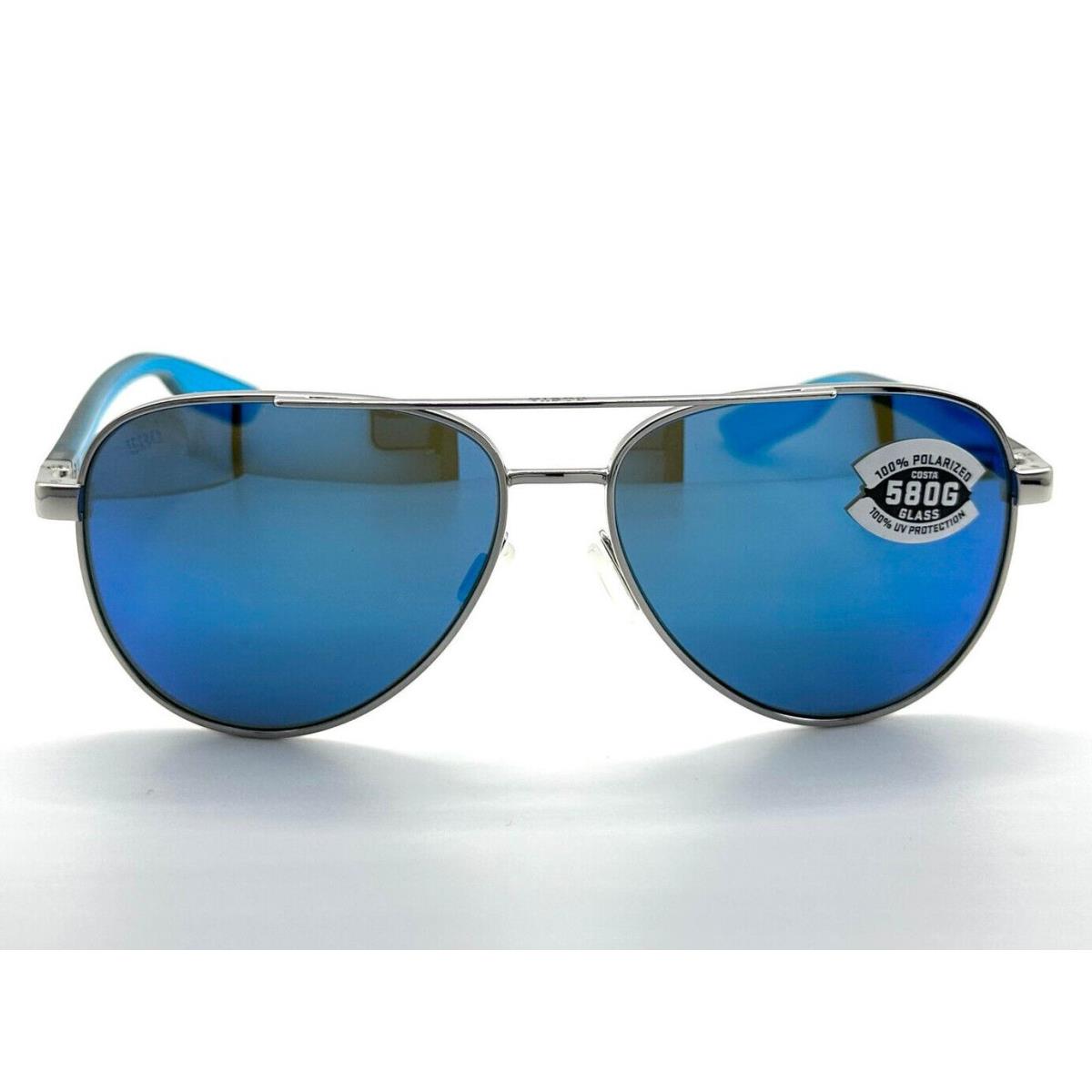 Costa Del Mar Peli Sunglasses Shiny Silver/blue Mirror 580Glass