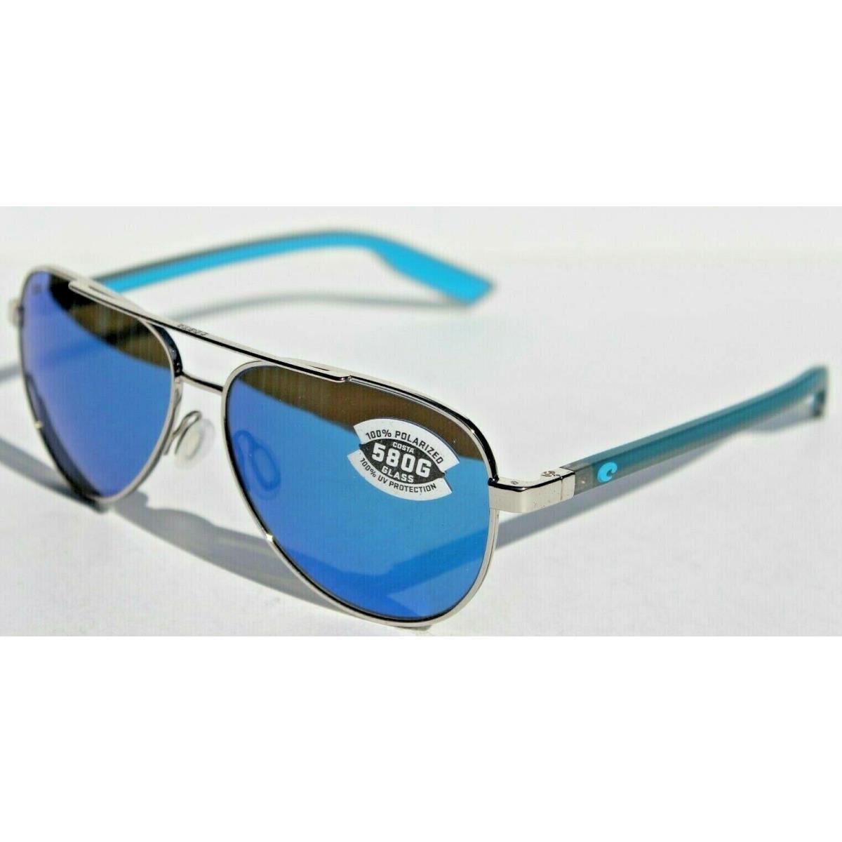 Costa Del Mar Peli 580 Polarized Sunglasses Shiny Silver/blue Mirror 580G