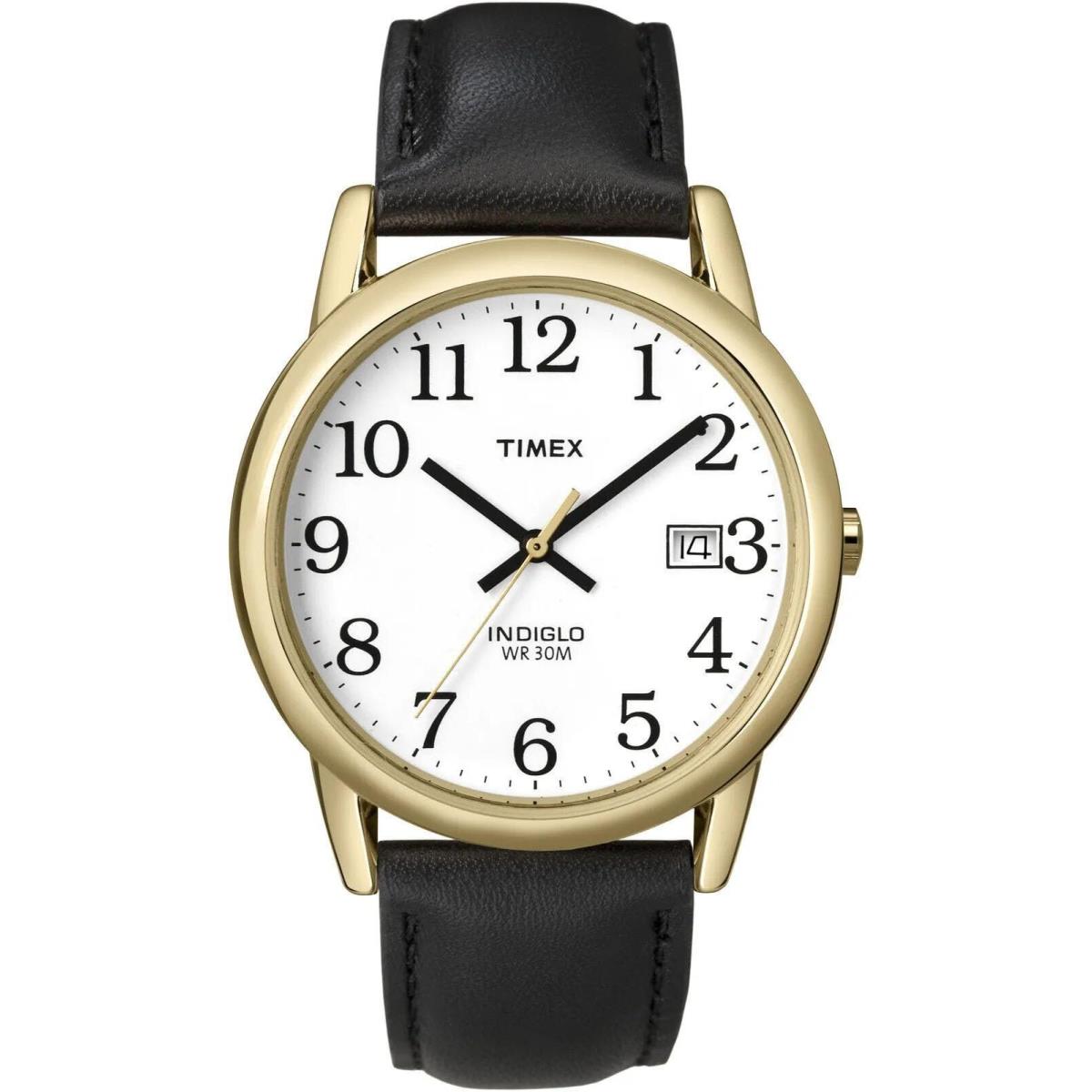 Timex T2H291 Unisex Watch Black Leather Band Quartz Indiglo