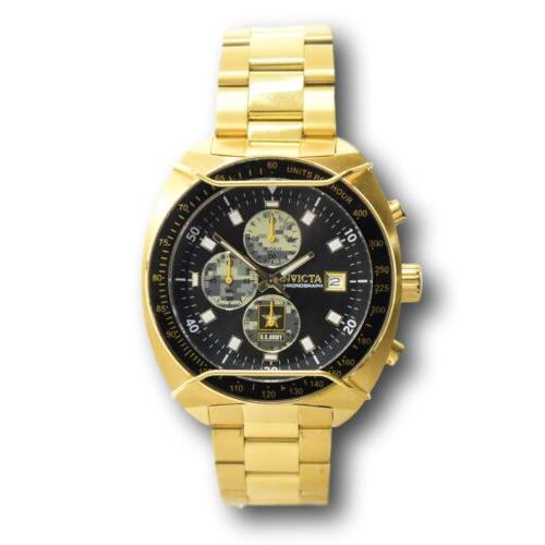 Invicta watch Army - Black Dial, Gold Band