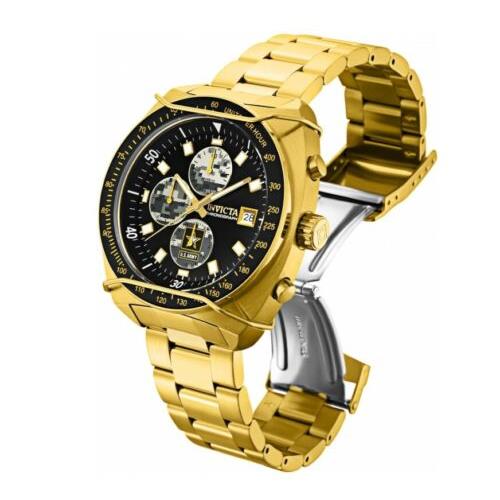 Invicta watch Army - Black Dial, Gold Band
