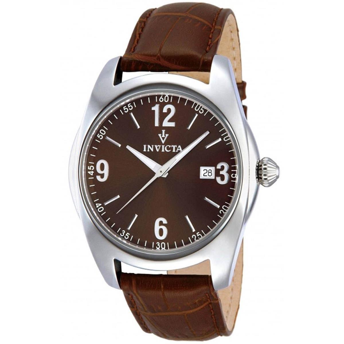 Invicta 12189 Vintage Brown Dial Brown Leather Strap Men`s Watch