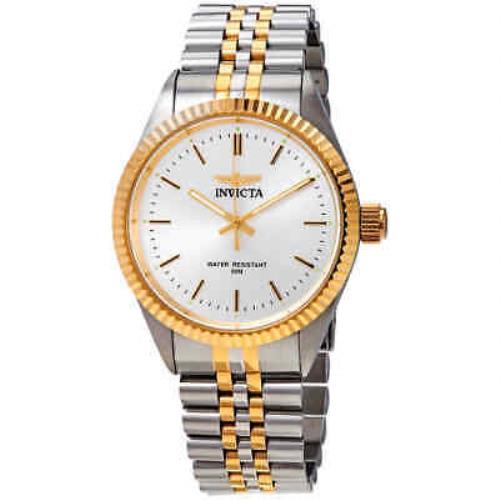Invicta Specialty Quartz Silver Dial Two-tone Men`s Watch 29378 - Dial: Silver, Band: Silver, Bezel: Gold