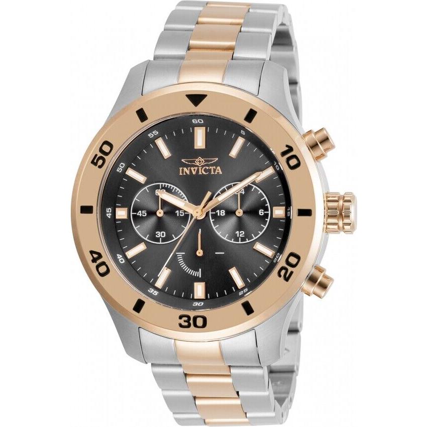 Invicta Specialty Chronograph Quartz Black Dial Men`s Two Tone Watch 28890 - Dial: Black, Band: Gold, Silver