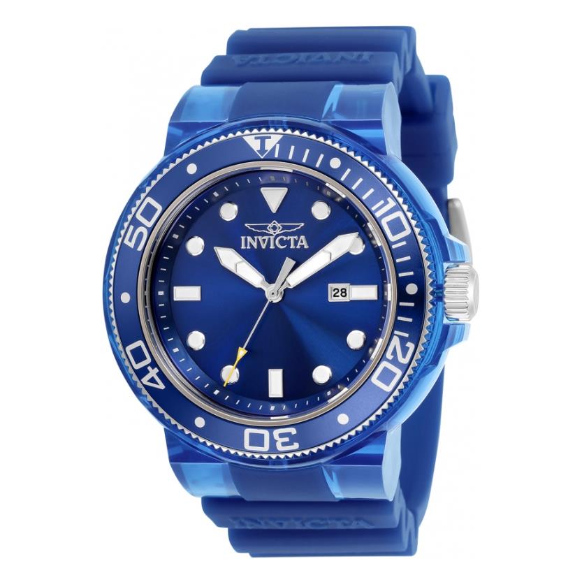 Invicta Pro Diver 51.5 mm Anatomic Men`s Blue Watch Transparent 32331 Model - Dial: Blue, Band: Blue