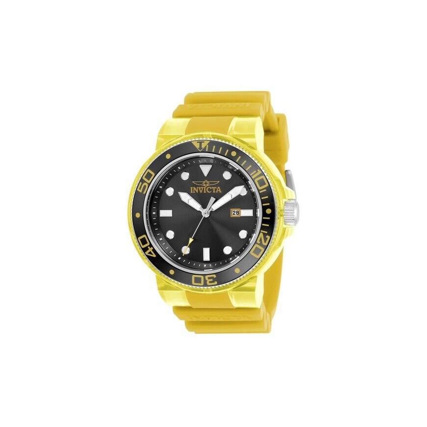 Invicta Pro Diver 51.5 mm Anatomic Men`s Yellow Watch Transparent 32328 Model - Dial: Yellow, Band: Yellow