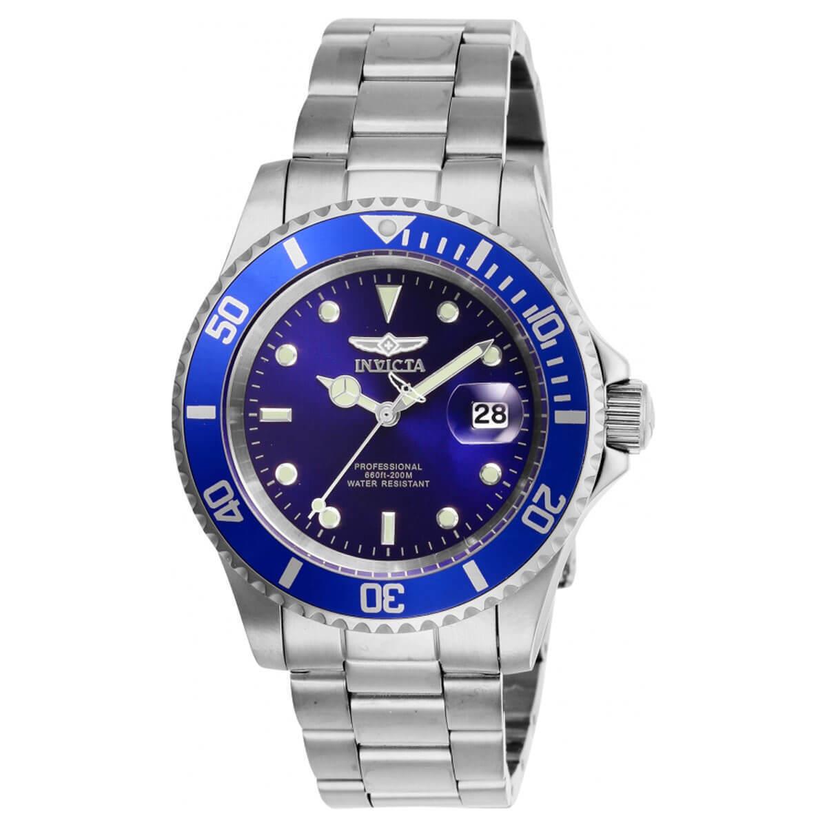 Invicta Men`s Watch Pro Diver Quartz Blue Dial Silver Tone Steel Bracelet 26971