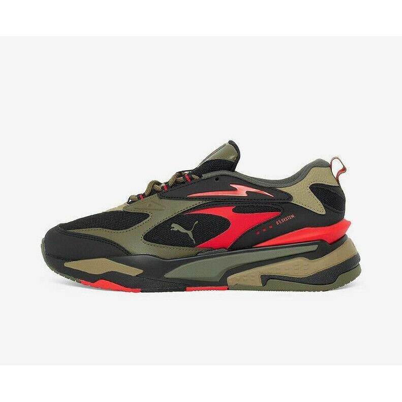 Puma Rs-fast Tipoff Casual Men`s Shoe Black - Covert Green - Risk Red