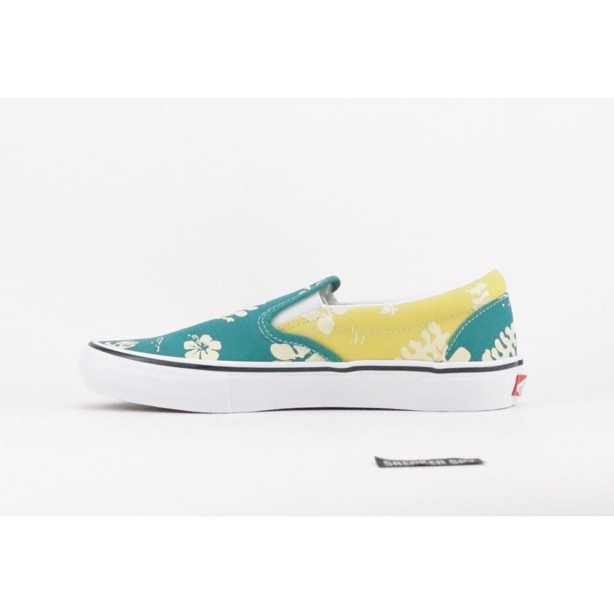 Vans Men`s Skate Slip On Aloha Marine Gold Yellow Green Canvas Shoes