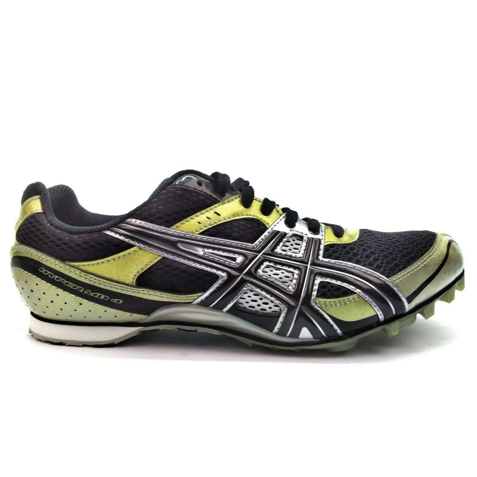 Asics Men`s Hyper MD 4 Lace Up Lightweight Track Field Shoes Black / Onyx / Silver