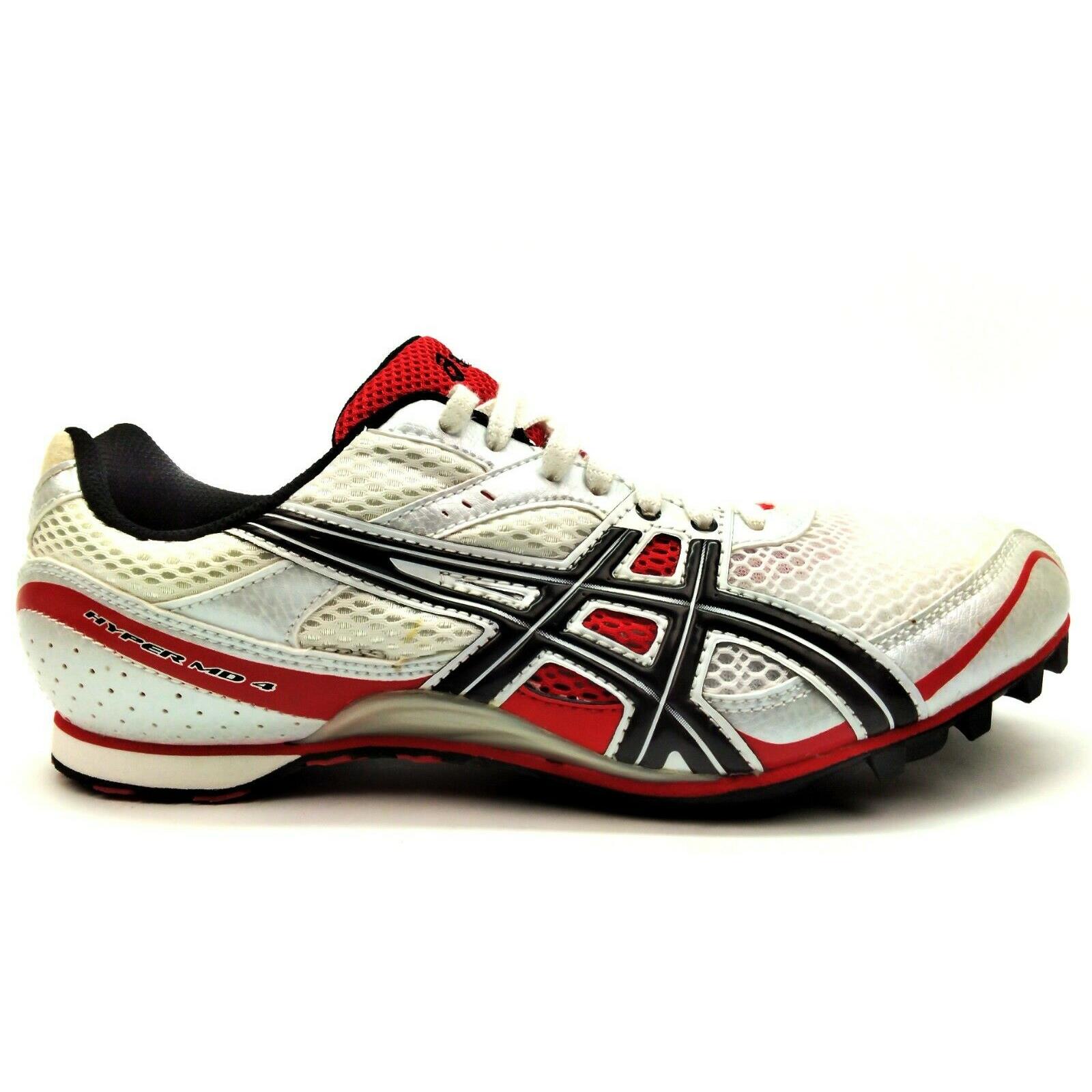 Asics Men`s Hyper MD 4 Lace Up Lightweight Track Field Shoes White / Black / Flame