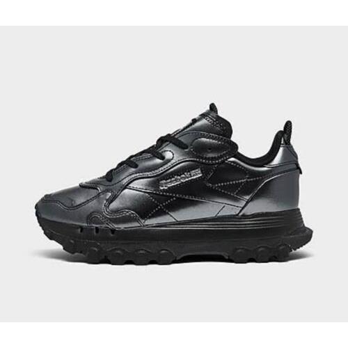 Reebok Cardi B Classic Leather Women`s Shoe Casual Sneaker Black Trainer