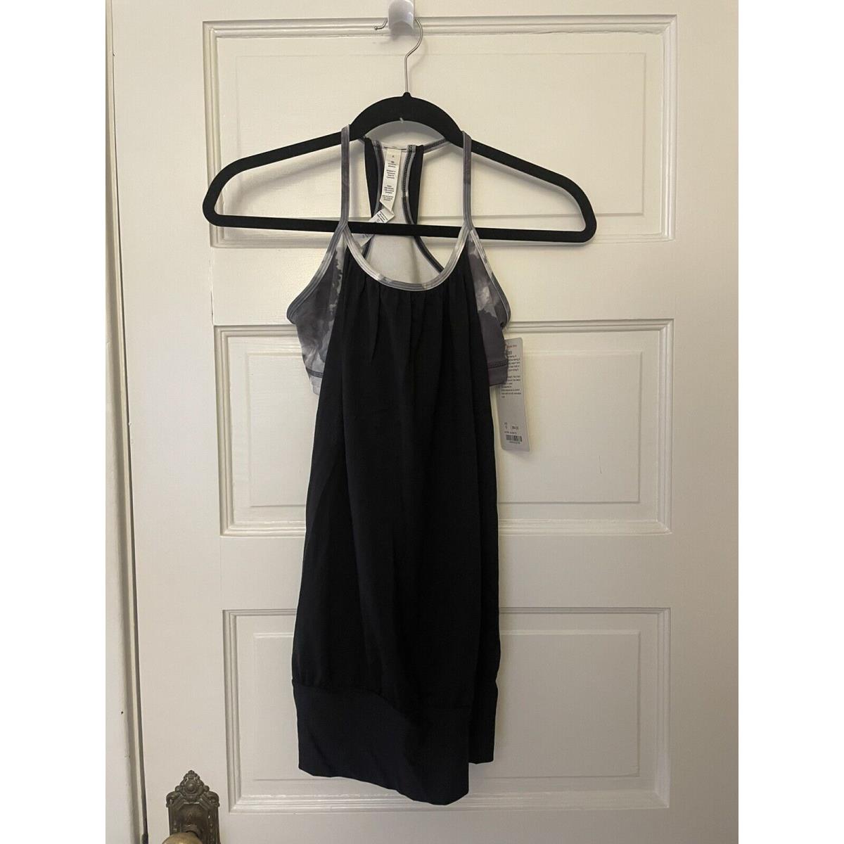 Lululemon No Limits Tank Black / White Coal Tinted Canvas Super Size 6